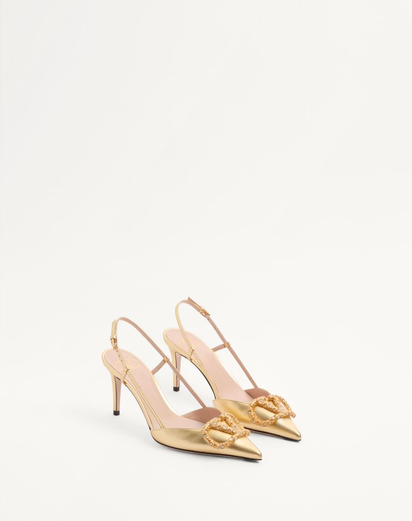 VLOGO SIGNATURE SLINGBACK PUMP IN LAMINATED NAPPA LEATHER 80MM - Image 1
